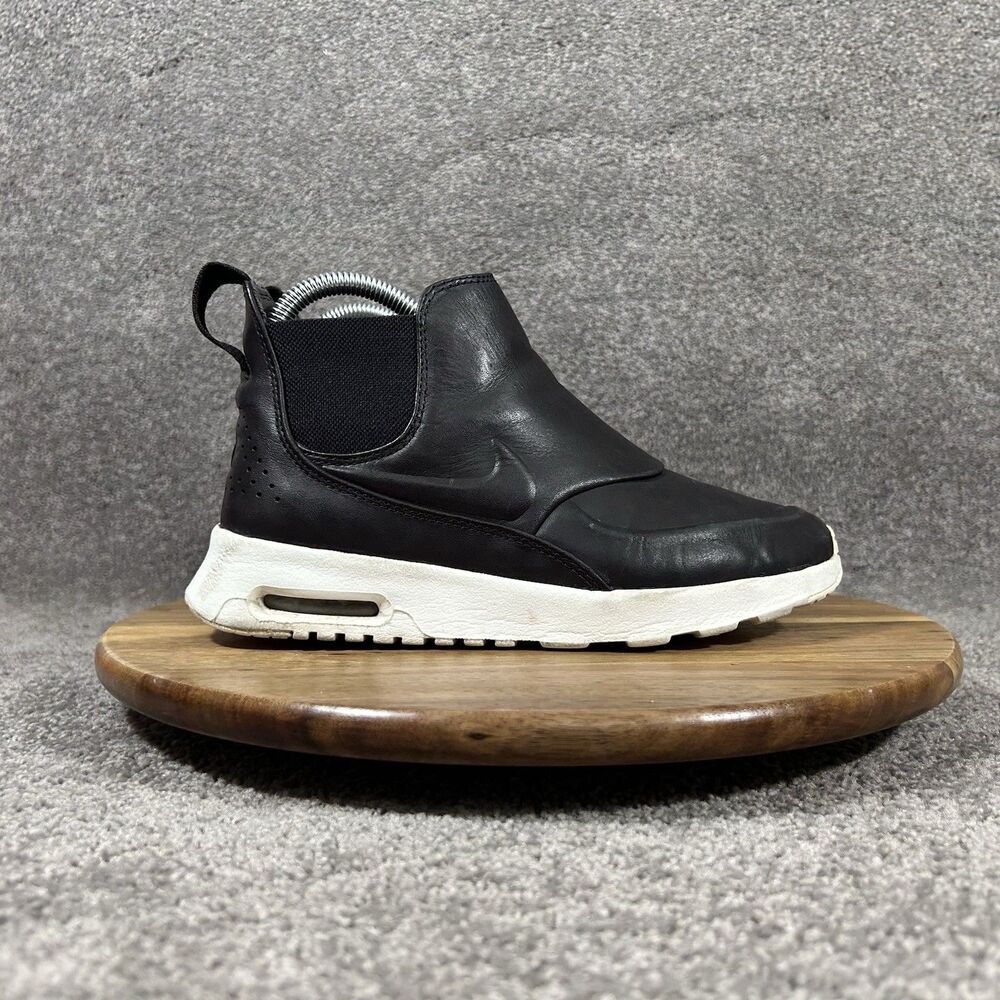 Nike Air Max Thea 859550-001 Women's Size 6 Black Mid Leather Pull On Boots Used